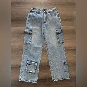 Wide leg Blue Cargo Jeans